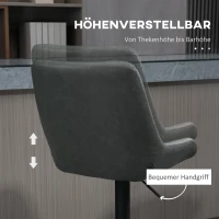 HOMCOM Verstelbare Barkruk Keukenkruk Designkruk, met voetensteun, 51 cm x 59 cm x 117 cm, Donkergrijs + Zwart(m-5)