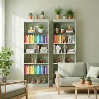 HOMCOM Bookcase, 6-Tier Bookshelf with Open Storage Shelves, Cubes, 180 cm Tall Display Shelf with Anti-Tipping Design, Green(m-9)