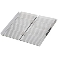 HOMCOM Rampa para Sillas de Ruedas Plegable 61 cm Carga 270 kg Rampa Portátil de Aluminio con Bordes de Seguridad Plata(m-11)