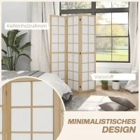 HOMCOM Opvouwbare Roomdivider, Vrijstaande Privacy Scheiding voor Woonkamer, Slaapkamer, Kantoor, 120 x 170 cm(m-4)
