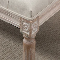 HOMCOM Gestoffeerde zitkruk, gestoffeerde bank, voetenkruk, hout en stofbekleding in linnenlook, 80L x 40B x 43H cm, Crèmewit(m-8)