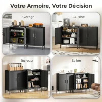 HOMCOM Armoire de Bureau Métallique, 80 x 40 x 100 cm, Meuble de Rangement, Serrure, 2 Portes et 2 Étagères Réglables, Noir(m-6)