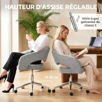 HOMCOM Chaise Bureau Ergonomique, Fauteuil de Bureau en Chenille avec Hauteur Réglable, Dossier Incurvé, Gris(m-6)