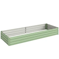 Outsunny Carré Potager de Jardin Rectangulaire Jardinière Extérieure 241 x 90,5 x 30 cm Tôle d'Acier Ondulée Vert Clair(m-1)