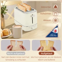 HOMCOM Set van 1,7 L Waterkoker en Toaster met 6 Bruiningsstanden, Beige(m-5)