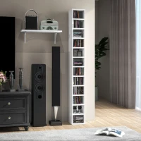 HOMCOM 204 CD Tall Narrow Media Storage Tower - White(m-2)