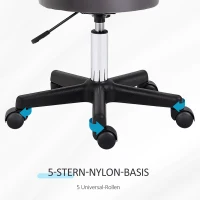 HOMCOM Salonkruk, verstelbaar, ergonomisch, 360° draaibaar, 5 wielen, kunstlederen bekleding, Grijs(m-6)
