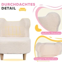AIYAPLAY Kinderfauteuil, pluche fauteuil met berenoren, fleece-bekleding, schuim, Beige(m-5)