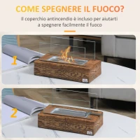 HOMCOM Camino a Bioetanolo da Tavolo con Serbatoio da 0.15L e Autonomia 45 Minuti, 33x16x18cm(m-5)