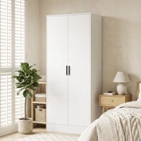 HOMCOM Roupeiro Moderno para Quarto com Barra para Pendurar e Prateleiras 70x37x164 cm Branco(m-4)