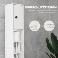kleankin Badkamerkast, 4 planken, lade, spaanplaat, slank ontwerp, Wit(m-5)
