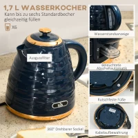 HOMCOM 2-in-1 Toaster- en Waterkoker-Set, 7 Bruiningsniveaus, Ontdooi- en Opwarmfunctie, Blauw(m-4)