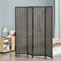 HOMCOM Ruimteverdeler, opvouwbaar, grenenhout/bamboe, 180 x 180 cm, Bruin/Zwart(m-2)