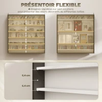 HOMCOM Vitrine pour collection vitrine murale 80 x 9,5 x 83 cm 6 étagères réglables en hauteur 2 portes coulissantes en verre(m-4)
