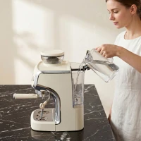 HOMCOM 15 Bar Coffee Machine, with Adjustable Grind, Steamer and Accessories - Cream White(m-8)