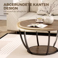 HOMCOM Salontafel met 2 niveaus, woonkamertafel 80 x 80 x 43,8 cm, bruin/zwart(m-4)