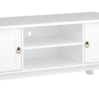 HOMCOM TV Unit up to 55", 2 Doors TV Cabinet with Open Storage Shelves and Cable Management for Living Room, Bedroom, Entertainment Room, 120L x 45W x 50.5H, White(m-7)
