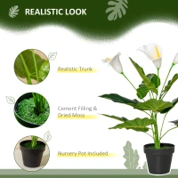 HOMCOM 5ft Artificial Tree, Indoor Fake Eucalyptus with White Tender Tips and Pot, for Home, Office, and Living Room Decor(m-4)