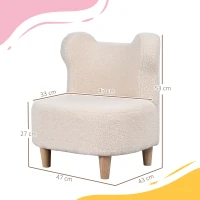 AIYAPLAY Kinderfauteuil, pluche fauteuil met berenoren, fleece-bekleding, schuim, Beige(m-3)