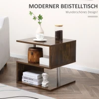 Salontafel bijzettafel koffietafel theetafel houtnerf metaal bruin(m-4)