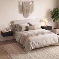 HOMCOM Conjunto de 2 Mesas de Cabeceira Flutuantes com 1 Gaveta para Quarto 40x30x15 cm Preto(m-8)