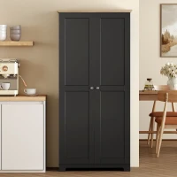 HOMCOM Kitchen Cupboard, 172cm Freestanding Storage Cabinet with Doors and Shelves, Black(m-8)