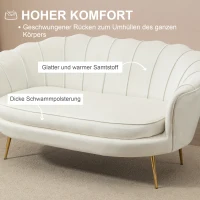 HOMCOM Vintage 2-zitsbank, bank, gestoffeerd meubilair, fluweeloptiek, tot 150 kg, Crème/Goud(m-5)