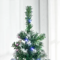 HOMCOM 5FT Tall Prelit Pencil Slim Artificial Christmas Tree with Realistic Branches, 250 Colourful LED Lights and 408 Tips, Xmas Decoration, Green(m-9)