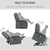 HOMCOM Riser and Recliner Chair with Vibration Massage, PU Leather Power Lift Chair for Elderly, Grey(m-7)