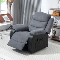 HOMCOM Opsta-fauteuil met zachte ribfluwelen bekleding, recliner-fauteuil met afstandsbediening en zijzakken, donkergrijs(m-9)