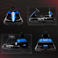 HOMCOM 6V Electric Kids Bumper Car, 6V Spin Waltz Car, with Music, Horn, Lights - Black(m-8)