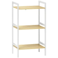 HOMCOM Three-Tier Bamboo Adjustable Shelf Storage Unit(m-1)