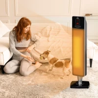 HOMCOM 31 Inch Space Heater, 1000W/2000W Ceramic Electric Heater and Fan, Overheating & Tip-Over Protection, 8H Timer, 60° Oscillation, Portable Heater for Home(m-2)