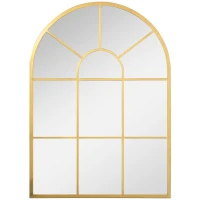 HOMCOM Espejo Decorativo de Pared 50x70cm Espejo de Ventana de Metal para Salón Dormitorio Entrada Estilo Moderno Dorado(m-11)