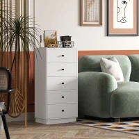 HOMCOM Ladenkast Sideboard met 5 Laden in Moderne Stijl van Spaanplaat, 47 x 29 x 95 cm, Wit(m-9)