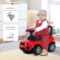 HOMCOM 3-in-1 Ride On Car Foot To Floor Slider Toddler w/ Horn Steering Wheel NO POWER Manual Under Seat Storage Secure Design for 1-3 Year Old Red(m-5)