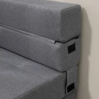 HOMCOM Convertible Chair Bed, Floor Sofa Bed Recliner, Fabric Upholstered Sleeper Lounge Futon with Pillow for Living Room, Dark Grey(m-19)