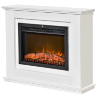 HOMCOM Cheminée électrique Grande Taille 2000 W Effet Flammes LED minuterie température luminosité réglables télécommande fournie Blanc(m-11)