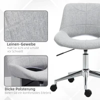 HOMCOM Bureaustoel, in hoogte verstelbaar, 360° draaibaar, tot 110 kg, metalen frame, lichtgrijs, 49 x 56,5 x 73-82,5 cm(m-5)