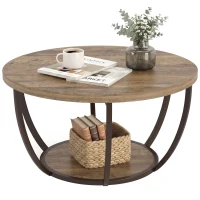 HOMCOM Salontafel met 2 niveaus, woonkamertafel 80 x 80 x 43,8 cm, bruin/zwart(m-15)