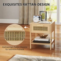 HOMCOM Nachtkastje, Bijzettafel met Lade, MDF, Natuurlijke Look 40 x 40 x 48,4 cm(m-4)