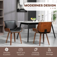 HOMCOM Set van 2 vintage-eettafelstoelen, hout, stoffen bekleding, schuim, zwart(m-4)