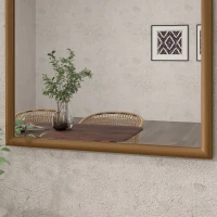 HOMCOM Espejo de Pared 65x110 cm con Marco de Madera en Forma de Ventana Espejo Decorativo para Salón Dormitorio Marrón Oscuro(m-9)