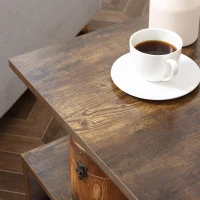 Salontafel bijzettafel koffietafel theetafel houtnerf metaal bruin(m-9)