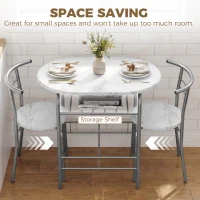 HOMCOM Three-Piece Compact Dining Set - White Marble Effect(m-5)