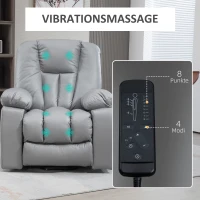 HOMCOM Massagestoel Relaxfauteuil Seniorfauteuil, afstandsbediening, zijvakken, 94 cm x 96 cm x 106 cm, donkergrijs(m-6)