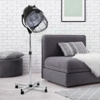 HOMCOM Casco Asciugacapelli 1180W ad Altezza Regolabile con Timer 60 Minuti e Ruote Girevoli, 65x65x115-165 cm, Nero(m-10)