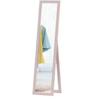 HOMCOM Espejo de Cuerpo Entero 157x37 cm con Marco de MDF Espejo de Pie Inclinado o Colgante Rosa Perla Claro(m-11)