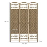 HOMCOM Biombo Separador de Ambientes de 3 Paneles Plegable de Cuerda de Papel 120x170cm Decoración para Dormitorio Natural(m-3)