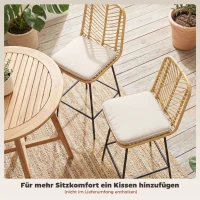 HOMCOM Set van 2 barkrukken in boho-design, PE-rotan, inclusief voetsteun, 42,5 cm x 52 cm x 102 cm, geel+zwart(m-4)